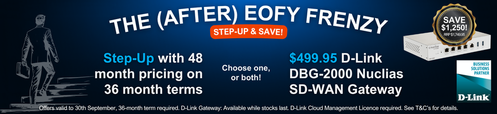 Telair - TBI Step Up - July 2025 Telair After EOFY offer: Step-Up deal or $499 D-Link SD-WAN Gateway