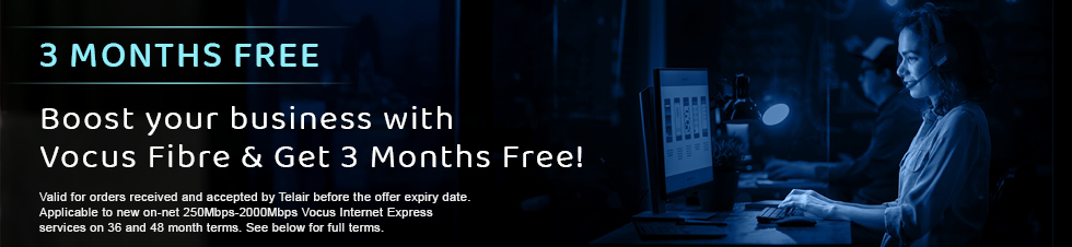 Get Vocus Fibre with 3 months free from Telair